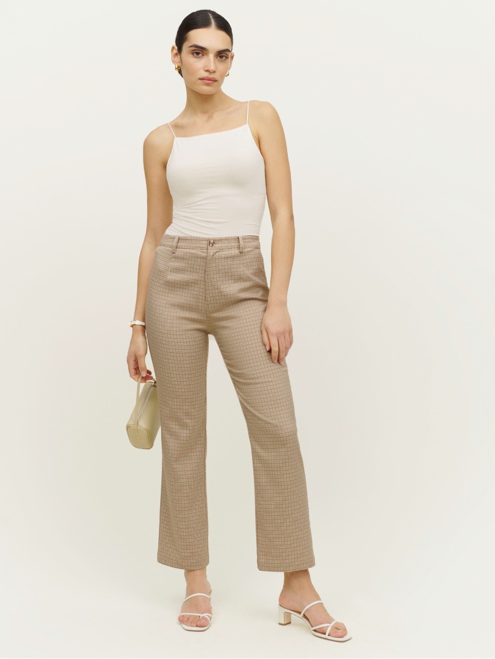 reformation NWT franklin pant yellow check size 8